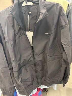 NWT RAINS Men's Black Windbreaker Jacket